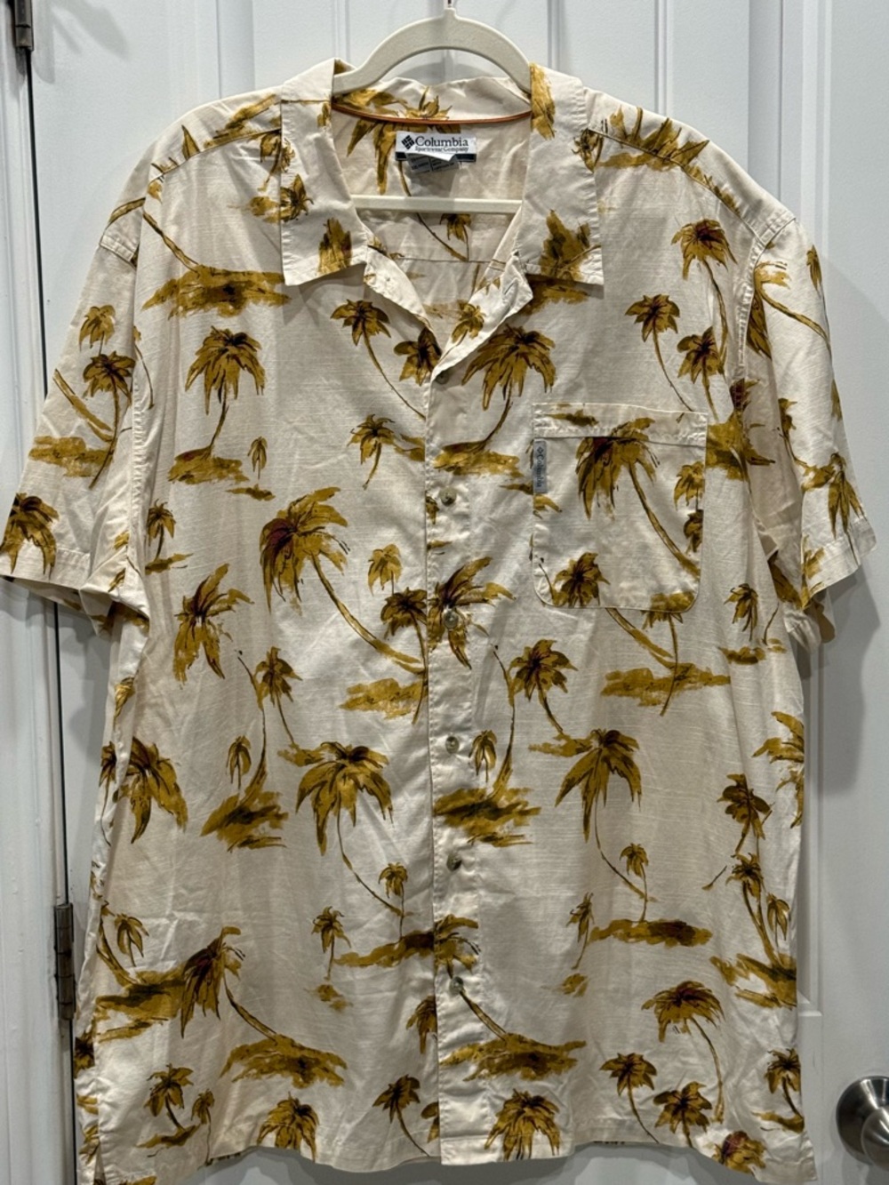 Columbia Men’s Size XXL Palm Tree Button Up Shirt Hawaiian Camp Shirt EUC